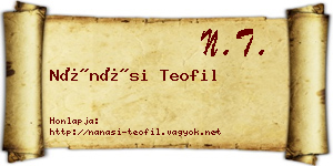 Nánási Teofil névjegykártya